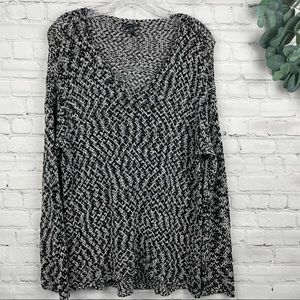 EILEEN FISHER Tunic Open Knit Cotton Sweater High Low Hem Marbled Size Large